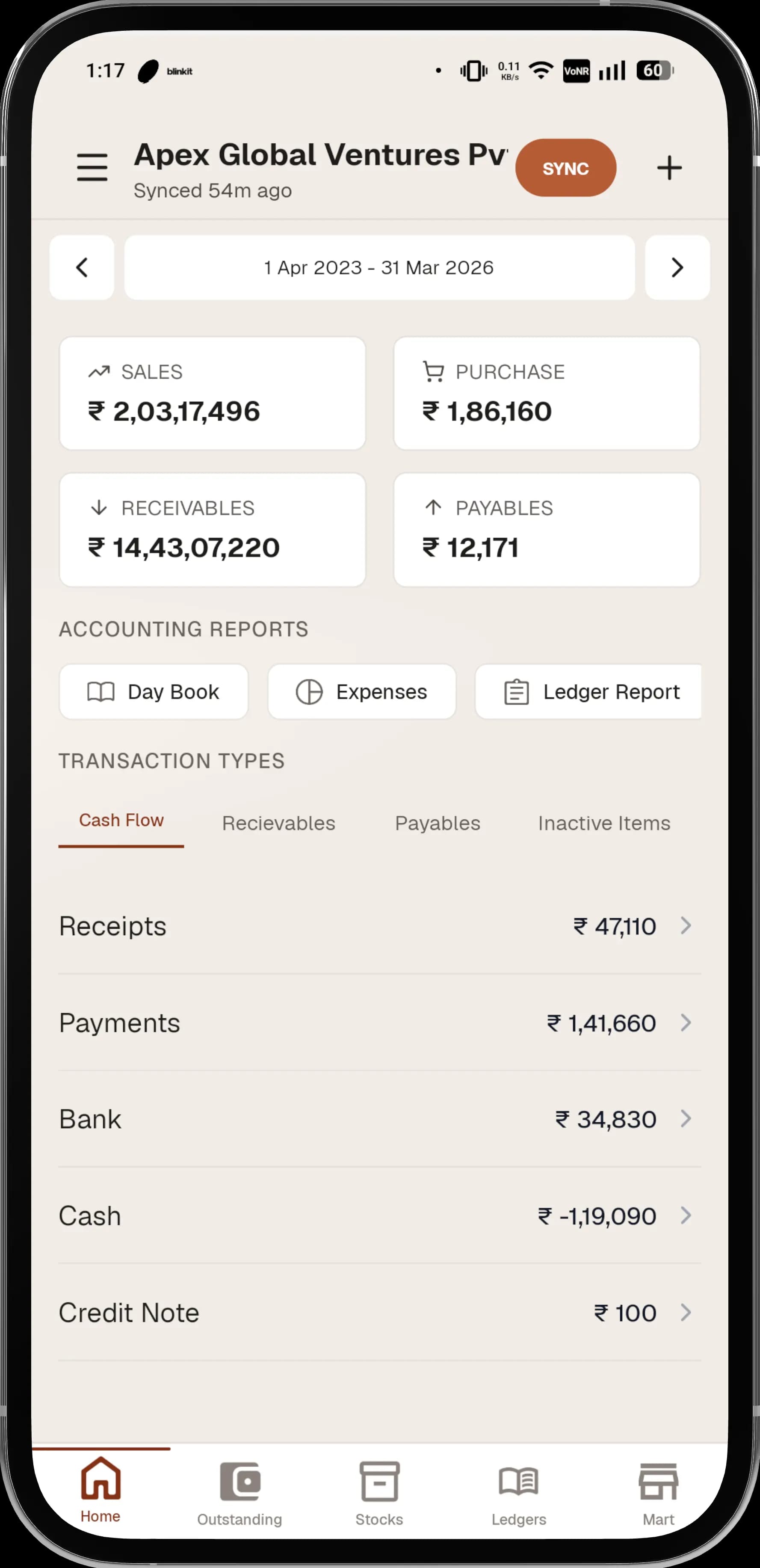 Sales Tracking App for Tally — Live Reports, Mart & Analytics on Mobile showcase